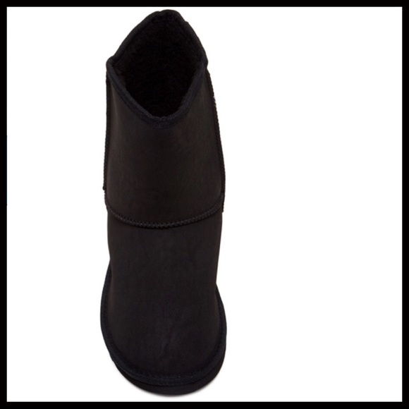 SHORT BLACK FAUX SHEARLING LINED BOOTS BOOTIES A2C - Picture 6 of 8